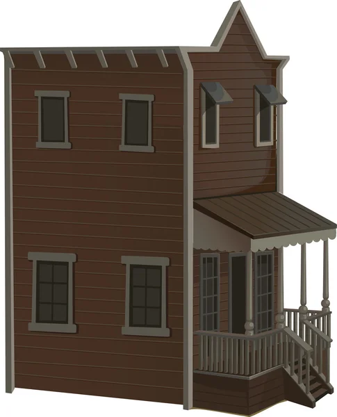 Dřevěný jednopatrový dům pro město na Divokém západě — Stockový vektor