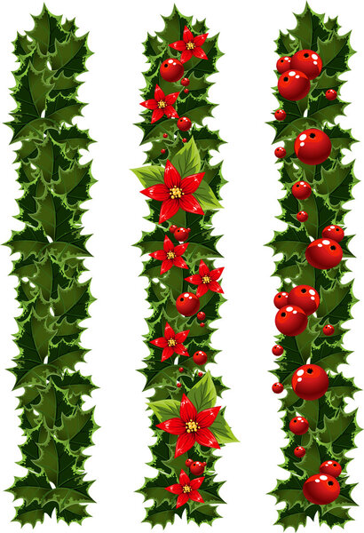 Green Christmas garlands of holly