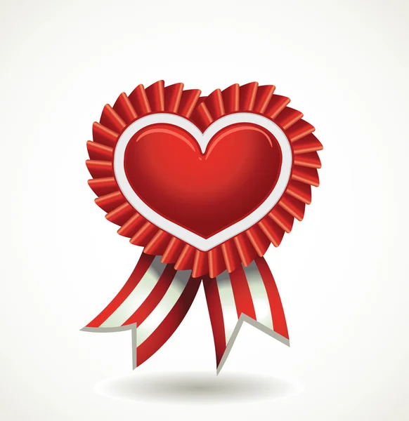 Διανυσματικά κόκκινη καρδιά ετικέτα με κορδέλες. — Διανυσματικό Αρχείο