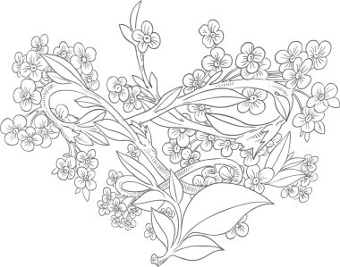 Decorative heart of the climbing plant. Valentine clipart