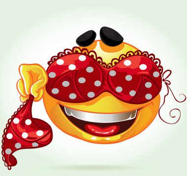 Funny smile with and red lingerie with white polka dots clipart