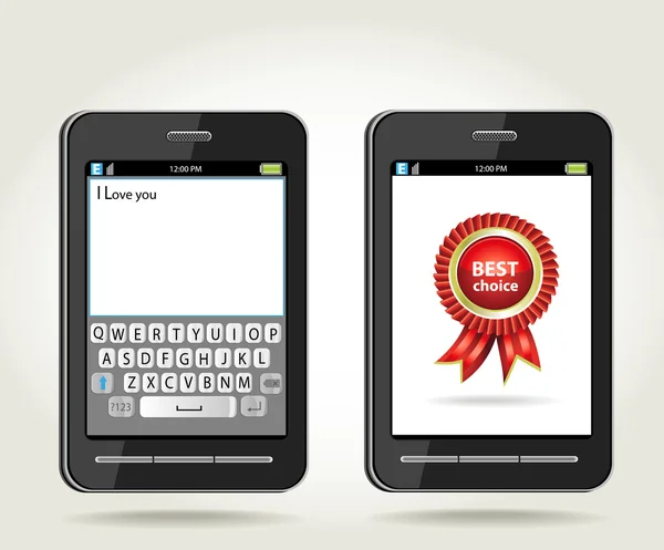 Smartfon z rozetką najlepszy wybór i klawiatura ekranowa — Wektor stockowy