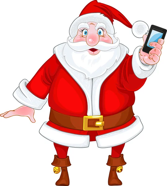 Babbo Natale con uno smart phone — Vettoriale Stock