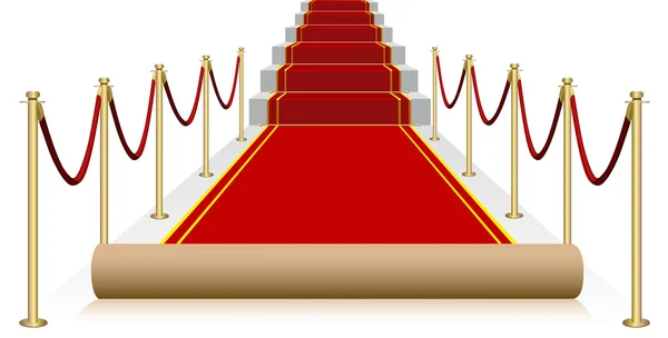 Alfombra roja vectorial aislada sobre fondo blanco — Vector de stock