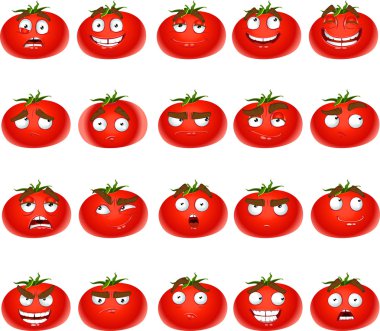 Vector cute cartoon tomato smile with many expressions clipart