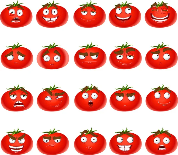 stock vector Vector cute cartoon tomato smile with many expressions