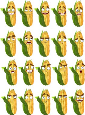 Cute cartoon maize smile with many expressions clipart