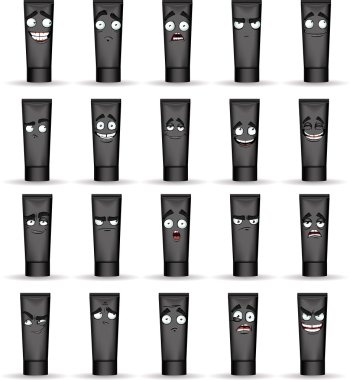 Set of black tubes smiles with different emotions clipart