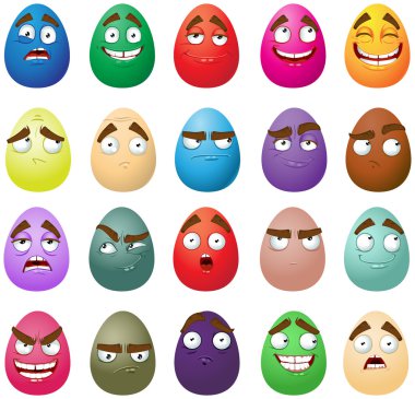 Happy easter smiling eggs clipart