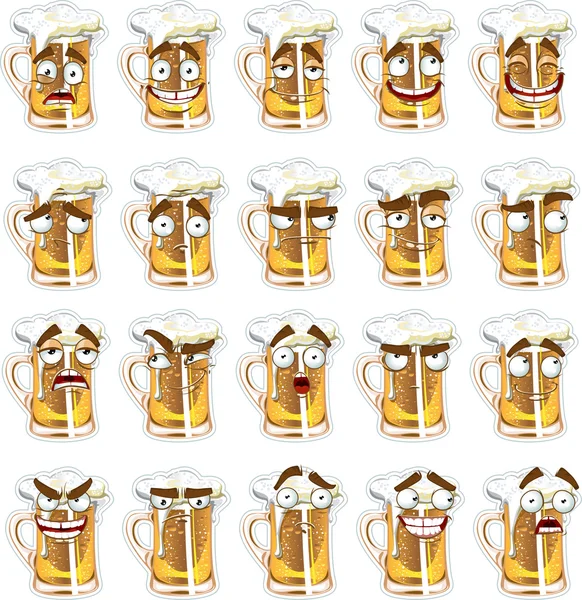 Bonita série de sorrisos cerveja —  Vetores de Stock
