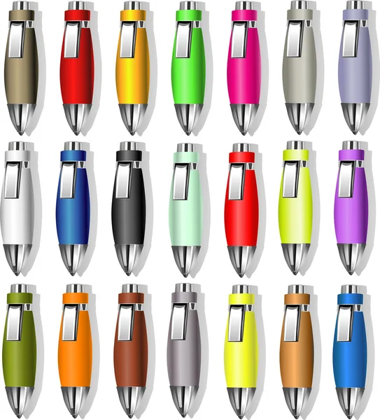 Set of color souvenir pens — Stock Vector