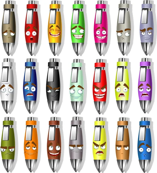 Set kleur souvenir glimlacht pennen — Stockvector