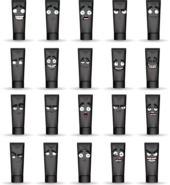 Set siyah borular gülücükler farklı duygularla — Stok Vektör