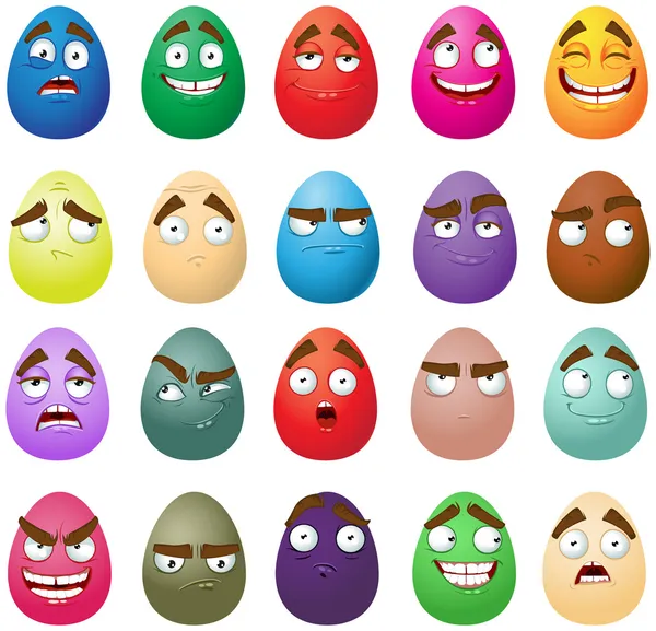Щасливі великодні усміхнені яйця — стоковий вектор
