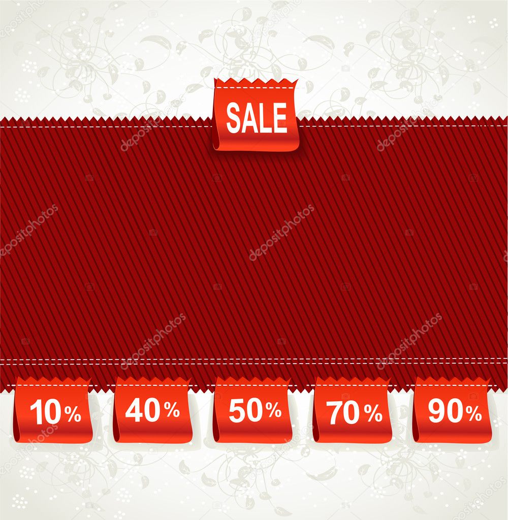 Red environment arrival label sale percents on the fabric