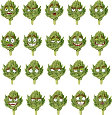 Green fresh useful eco-friendly artichoke smiles emotions clipart