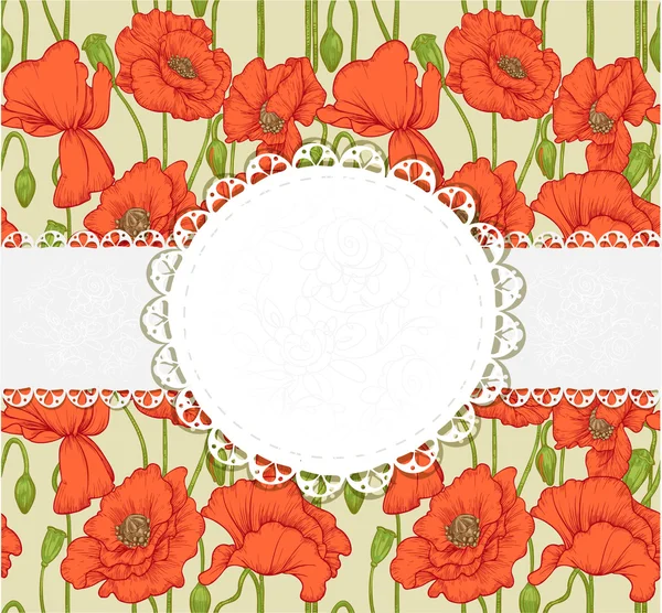 Elegante postal vintage con amapolas — Vector de stock