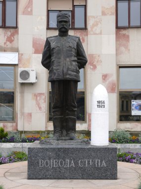 Monument of Warior Stepa in the center of Chachak town, Serbia clipart