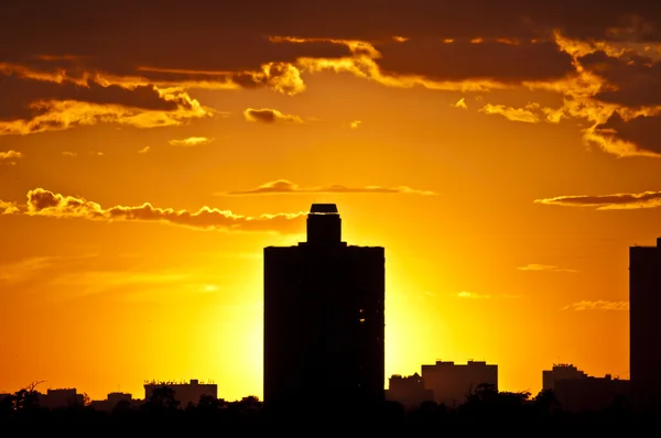 stock image Silhouettes of houses in the Evening. Moscow