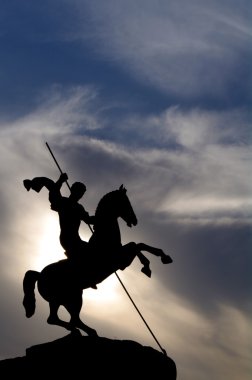 Silhouette of saint george victorious in Victory park, moscow, Russia clipart