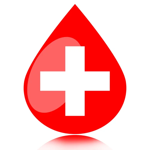 Bluttropfen mit medizinischem Kreuz — Stockfoto