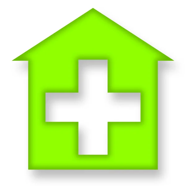 Green house with medical cross — Stock Photo, Image