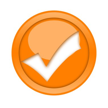 Orange check mark button clipart