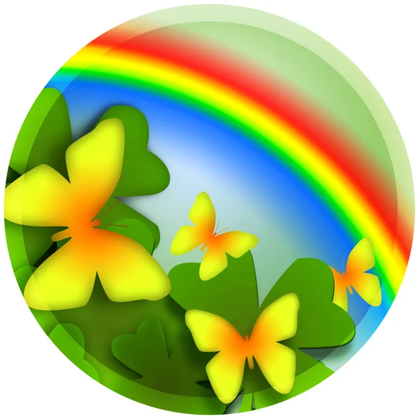 Vlinders en kleurrijke regenboog — Stockfoto