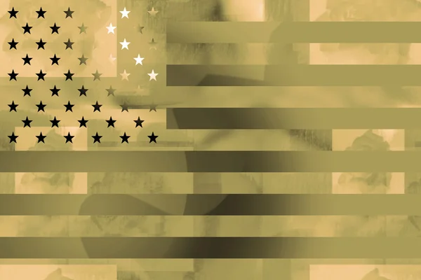 Bandeira americana fundo militar — Fotografia de Stock