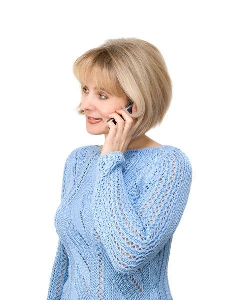 Blonde with a phone — Stock Photo, Image