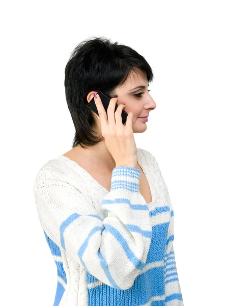 Brunette with a phone — Stock Photo, Image