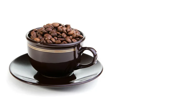 Taza con granos de café —  Fotos de Stock