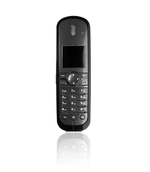 Černý telefon izolovaný na bílém — Stock fotografie