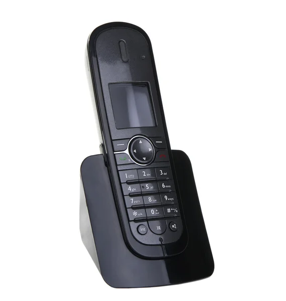 Teléfono negro aislado en blanco —  Fotos de Stock