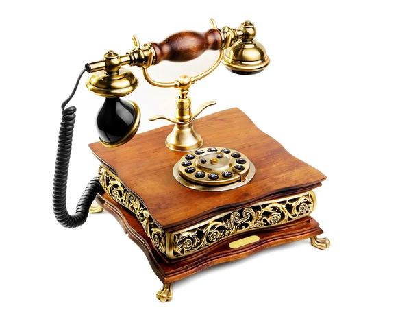 Vintage telefoon gemaakt van hout en metaal — Stockfoto
