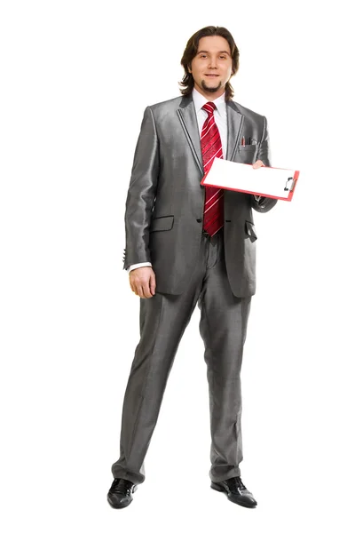 Uomo d'affari su uno sfondo bianco — Foto Stock