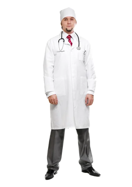 Lekarz na białym tle nad białym — Zdjęcie stockowe