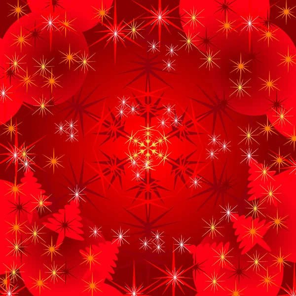 星と抽象的な休日赤い背景 — ストックベクタ