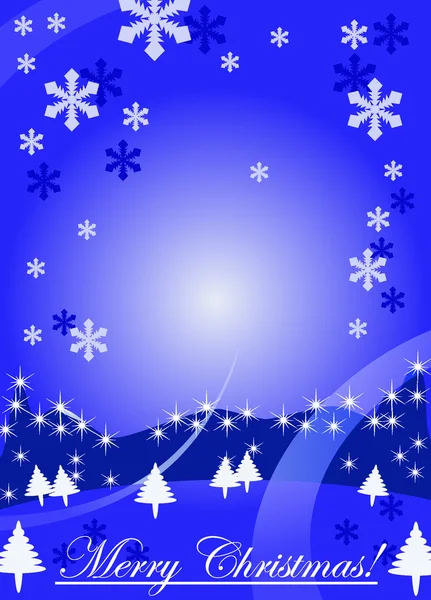 冬の風景とメリー クリスマスの背景 — ストックベクタ