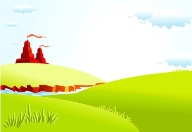 Summer landscape with castle clipart