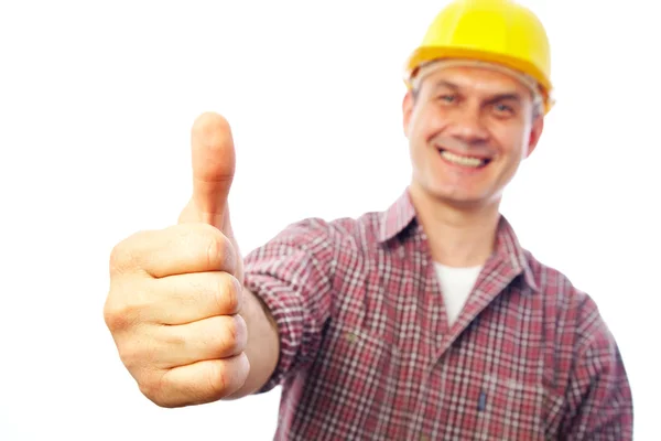 Construtor mostra gesto OK — Fotografia de Stock