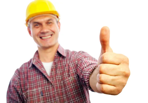 Builder shows gesture OK Stock Image