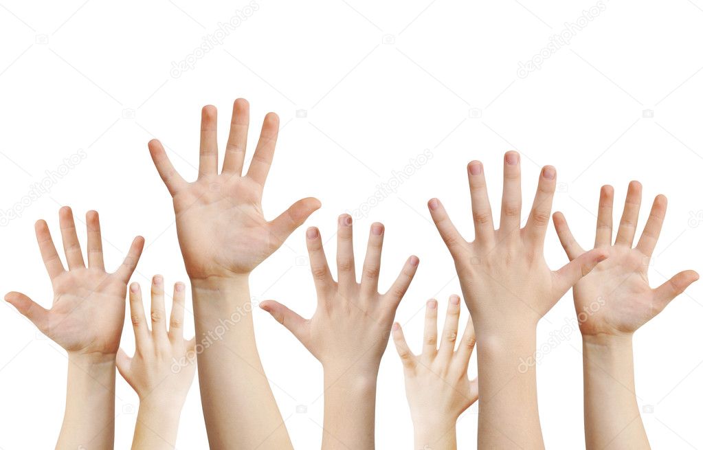 Hands raised up