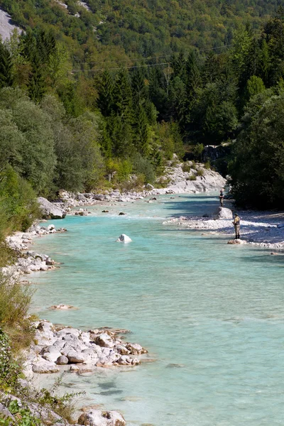 Soca 강, 슬로베니아에서에서 어 부 — 스톡 사진