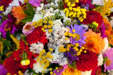 Bouquet of assorted multicolored flowers clipart