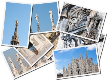 Milan cathedral, photos collage clipart