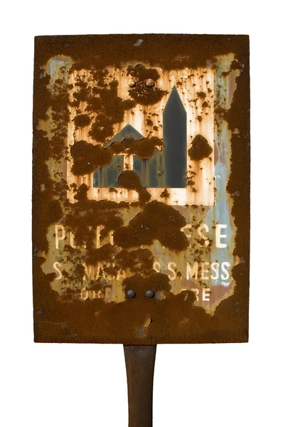 Rusty urban sign of a church — Stock Photo, Image