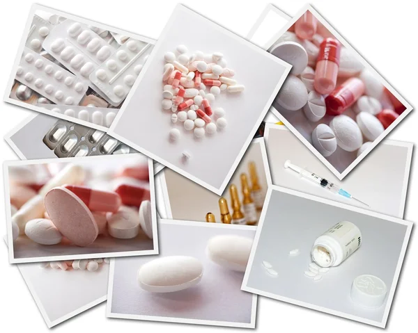 Collagen mit Medikamenten-Fotos — Stockfoto