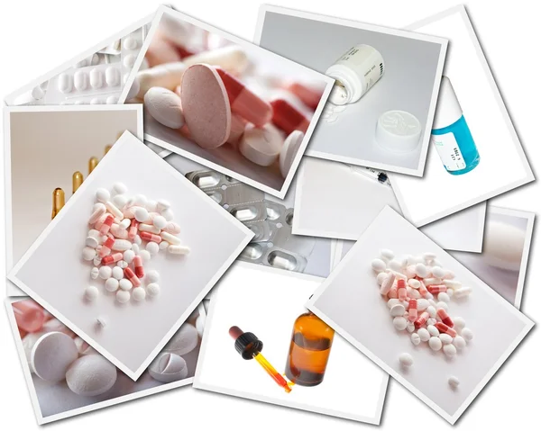 Collages con fotos de medicamentos — Foto de Stock