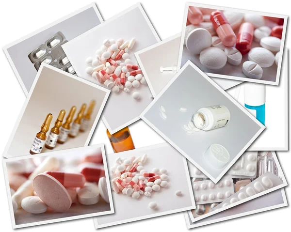 Collages met geneesmiddelen foto 's — Stockfoto